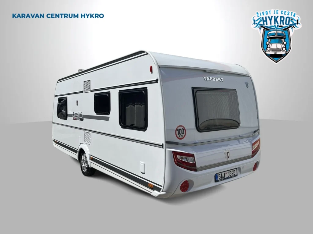 Zadní pohled na obytný přívěs Tabbert Rossini 540 E Finest Edition 2017