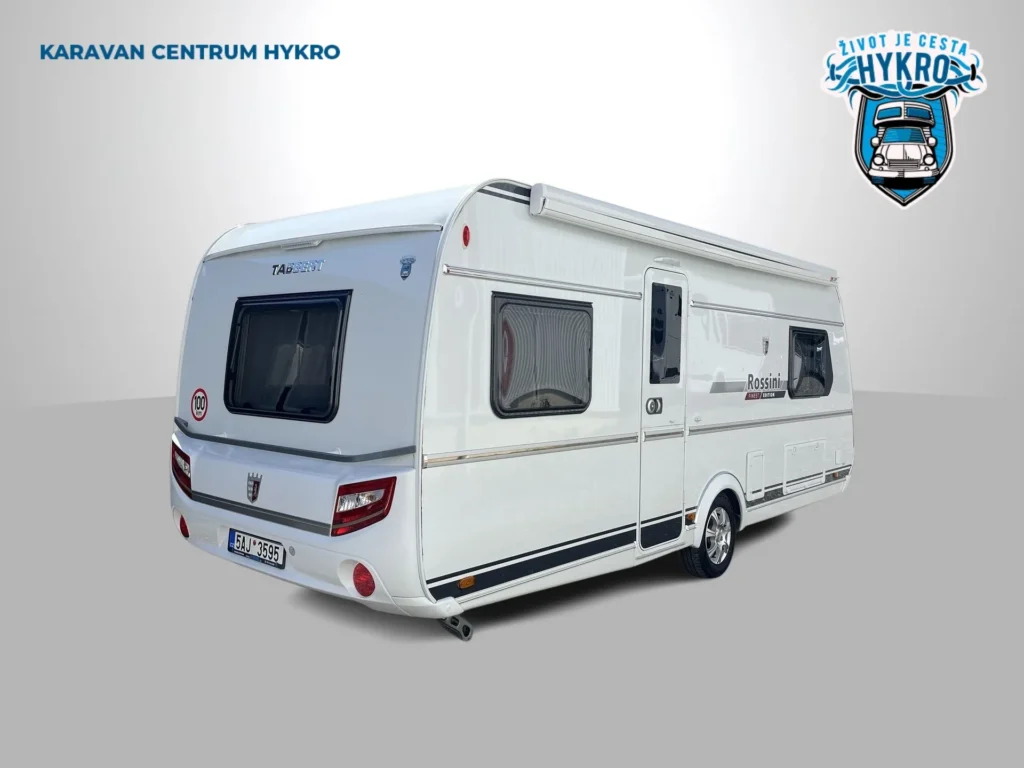 Zadní pohled na obytný přívěs Tabbert Rossini 540 E Finest Edition 2017